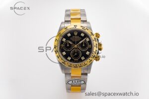 Daytona 116503 Clean Factory 1:1 Best Edition 904L Black Diamond Dial on SS/YG Bracelet SA4130