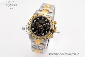 Daytona 116503 Clean Factory 1:1 Best Edition 904L Black Diamond Dial on SS/YG Bracelet SA4130 - Image 2