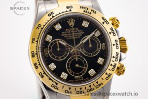 Daytona 116503 Clean Factory 1:1 Best Edition 904L Black Diamond Dial on SS/YG Bracelet SA4130 - Image 5