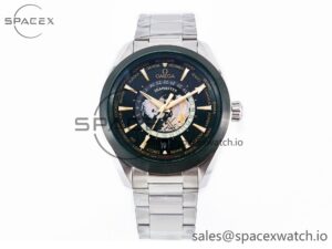 Aqua Terra GMT Worldtimer 150M 43mm 24 VSF 1:1 Best Edition Green Dial on SS Bracelet A8938 Super Clone