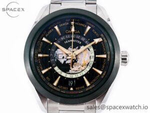 Aqua Terra GMT Worldtimer 150M 43mm 24 VSF 1:1 Best Edition Green Dial on SS Bracelet A8938 Super Clone - Image 2