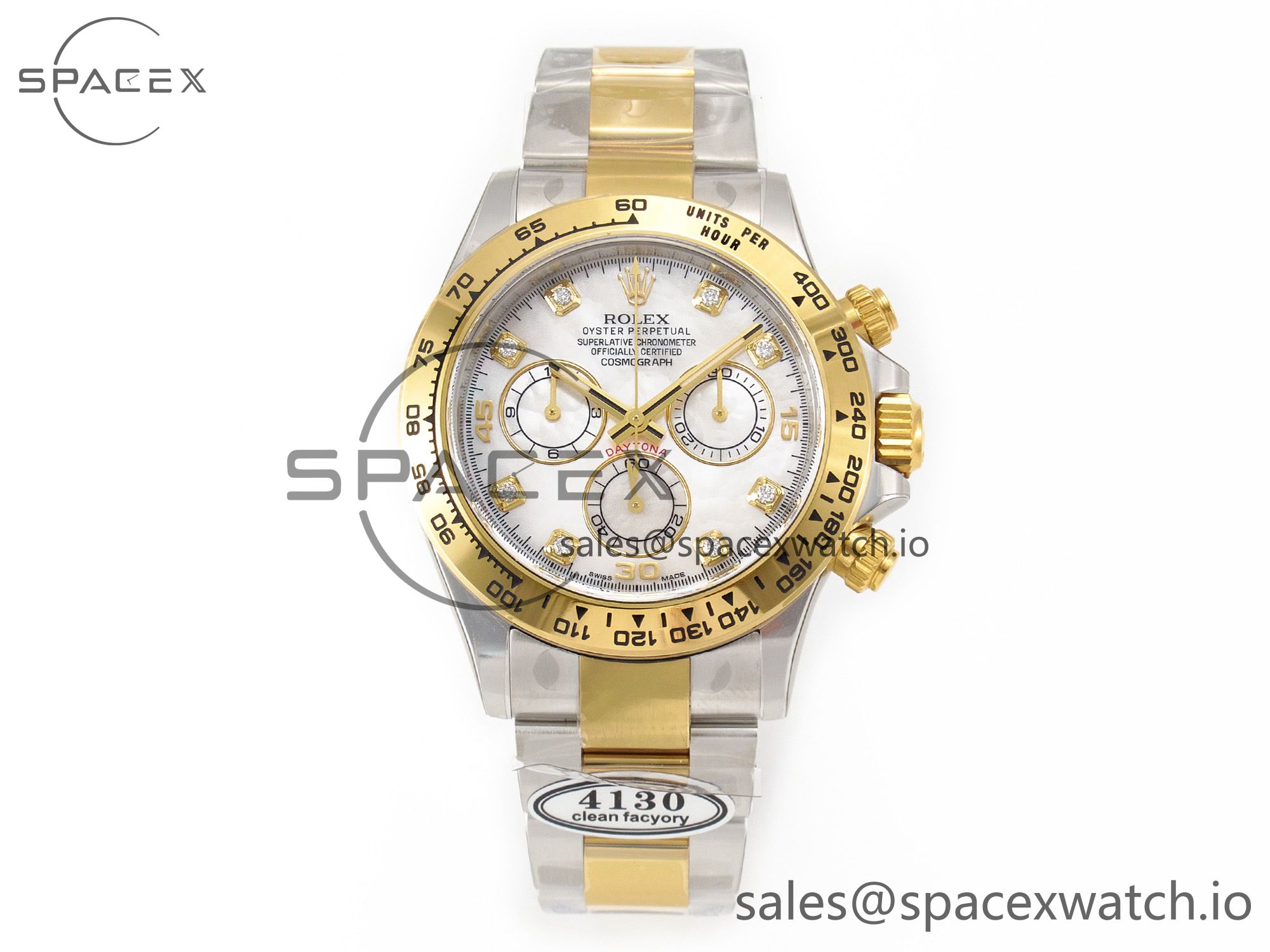 IMG_5229 拷贝 Daytona 116503 LN SS/YG Clean 1:1 Best Edition White Pearl Diamonds Dial on SS/YG Bracelet SA4130 - Image 1