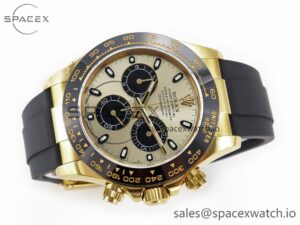 Daytona 116518 QF 1:1 Best Edition YG/Black Dial on Oysterflex Strap SH4130 V3 (Gain Weight) - Image 7