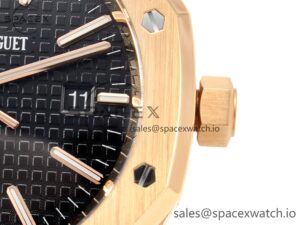 Royal Oak 41mm 15400 RG APSF 1:1 Best Edition Black Dial on Black Leather Strap SA3120 Super Clone V4 (Gain Weight) - Image 10