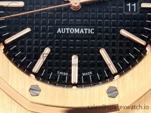 Royal Oak 41mm 15400 RG APSF 1:1 Best Edition Black Dial on Black Leather Strap SA3120 Super Clone V4 (Gain Weight) - Image 11