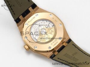 Royal Oak 41mm 15400 RG APSF 1:1 Best Edition Black Dial on Black Leather Strap SA3120 Super Clone V4 (Gain Weight) - Image 16