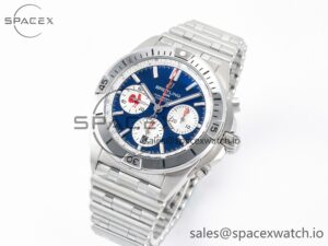 Chronomat B01 France 42mm SS BLSF 1:1 Best Edition Blue Dial on SS Bracelet A7750 - Image 4