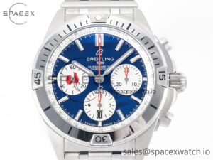 Chronomat B01 France 42mm SS BLSF 1:1 Best Edition Blue Dial on SS Bracelet A7750 - Image 2
