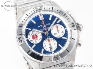 Chronomat B01 France 42mm SS BLSF 1:1 Best Edition Blue Dial on SS Bracelet A7750 - Image 3