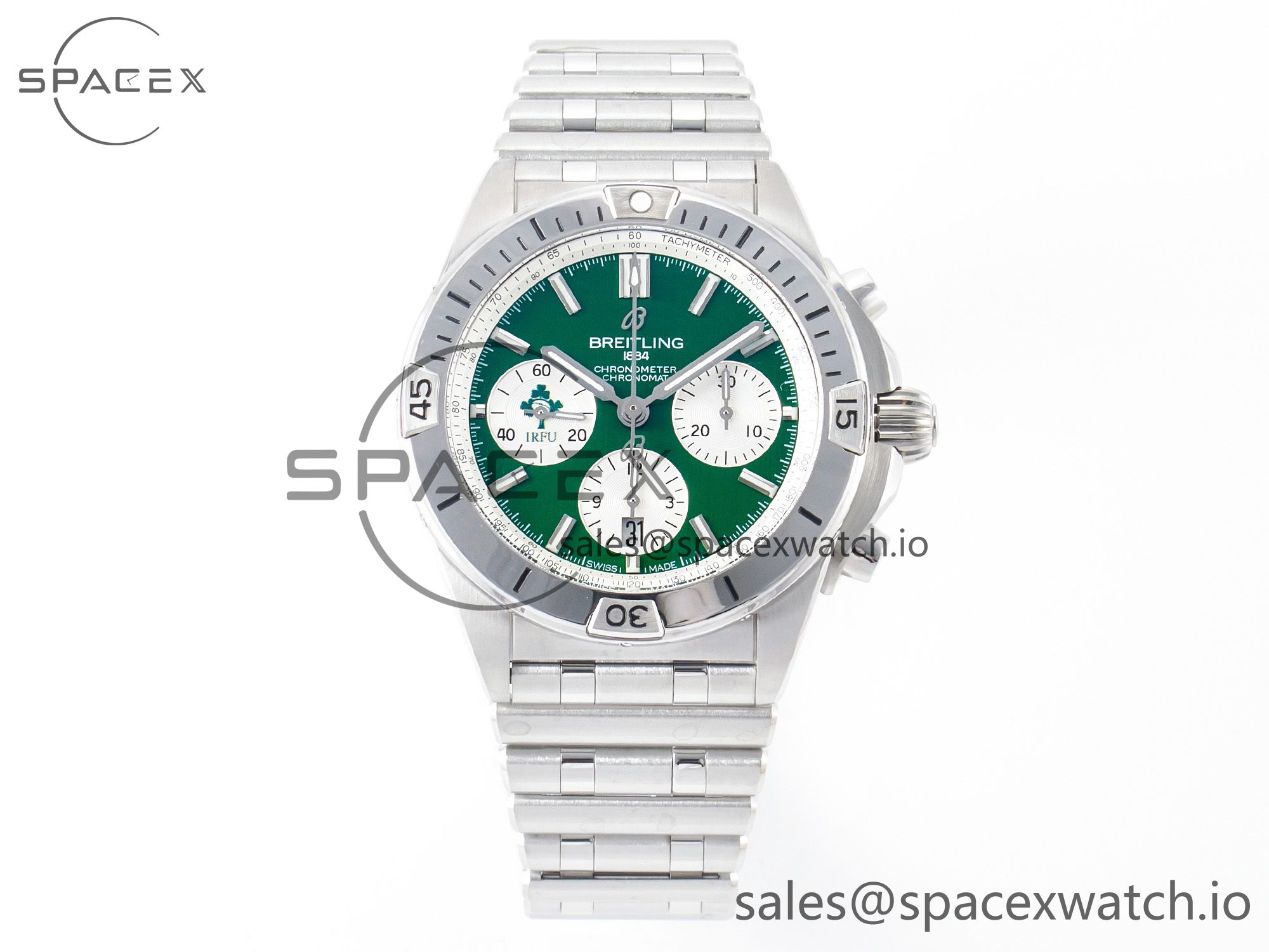 IMG_6579 拷贝 Chronomat B01 Ireland 42mm SS BLSF 1:1 Best Edition Green Dial on SS Bracelet A7750 - Image 1