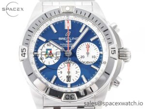 Chronomat B01 Italy 42mm SS BLSF 1:1 Best Edition Blue Dial on SS Bracelet A7750 - Image 2