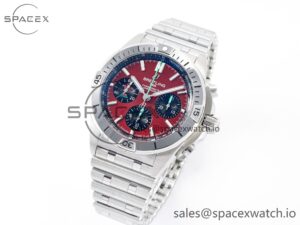 Chronomat B01 Wales 42mm SS BLSF 1:1 Best Edition Red Dial on SS Bracelet A7750 - Image 4