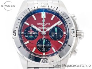 Chronomat B01 Wales 42mm SS BLSF 1:1 Best Edition Red Dial on SS Bracelet A7750 - Image 2