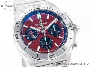 Chronomat B01 Wales 42mm SS BLSF 1:1 Best Edition Red Dial on SS Bracelet A7750 - Image 3