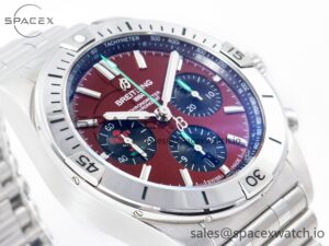 Chronomat B01 Wales 42mm SS BLSF 1:1 Best Edition Red Dial on SS Bracelet A7750 - Image 6