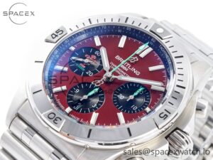 Chronomat B01 Wales 42mm SS BLSF 1:1 Best Edition Red Dial on SS Bracelet A7750 - Image 5