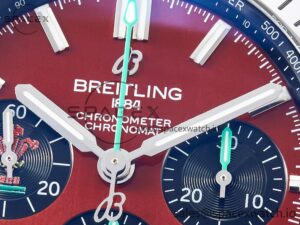 Chronomat B01 Wales 42mm SS BLSF 1:1 Best Edition Red Dial on SS Bracelet A7750 - Image 9