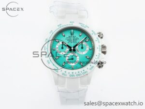 Daytona AET White Solid Ceramic Case and Bracelet Avocado Green Dial ZF 1:1 Best Edition SH4130