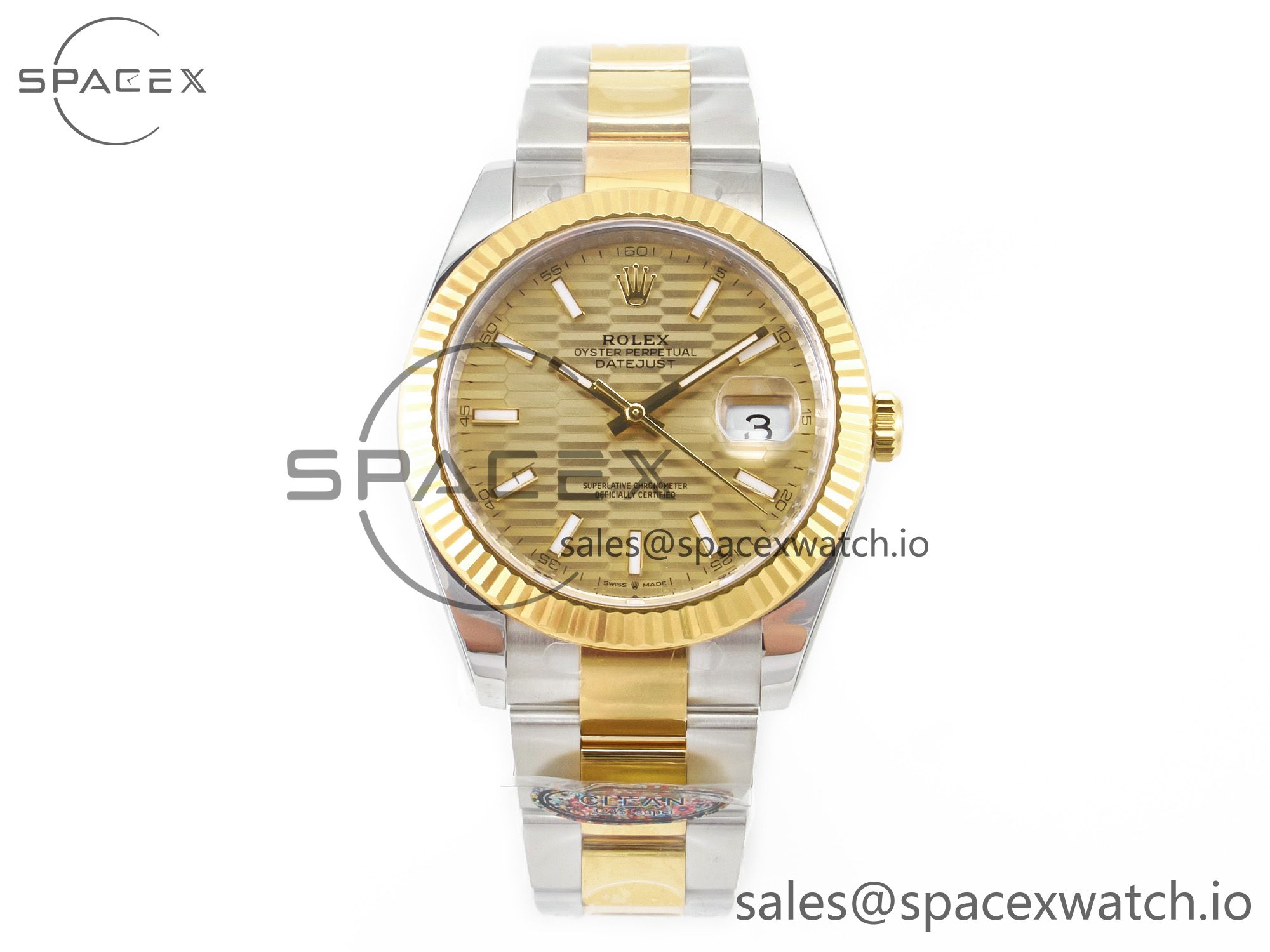 IMG_7077 拷贝 DateJust 41 126333 Clean 1:1 Best Edition 904L Steel YG Textured Dial on SS/YG Oyster Bracelet VR3235 - Image 1