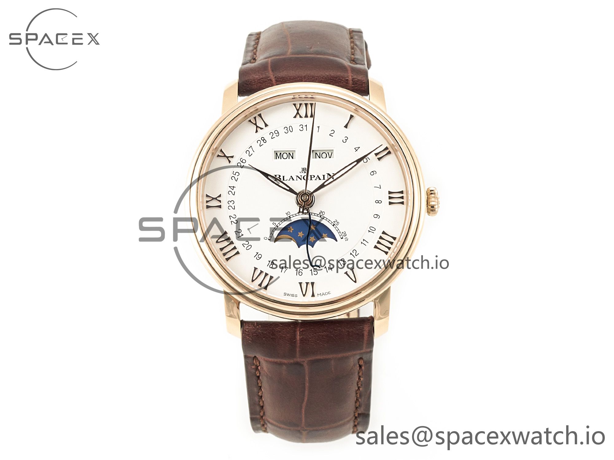 IMG_7114 拷贝 Villeret 6654 SS Complicated Function APSF 1:1 Best Edition White Dial on Leather Strap A6654 - Image 1