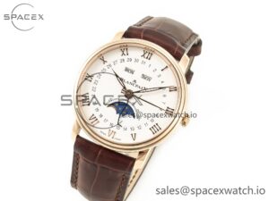 Villeret 6654 SS Complicated Function APSF 1:1 Best Edition White Dial on Leather Strap A6654 - Image 4