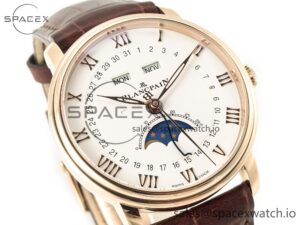 Villeret 6654 SS Complicated Function APSF 1:1 Best Edition White Dial on Leather Strap A6654 - Image 3