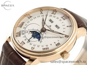 Villeret 6654 SS Complicated Function APSF 1:1 Best Edition White Dial on Leather Strap A6654 - Image 5