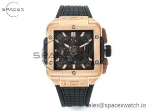 Square Bang Unico 42mm RG BBF 1:1 Best Edition Skeleton Dial on Black Rubber Strap A1280