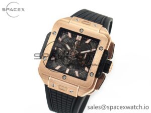 Square Bang Unico 42mm RG BBF 1:1 Best Edition Skeleton Dial on Black Rubber Strap A1280 - Image 4