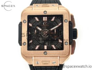 Square Bang Unico 42mm RG BBF 1:1 Best Edition Skeleton Dial on Black Rubber Strap A1280 - Image 2