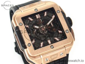 Square Bang Unico 42mm RG BBF 1:1 Best Edition Skeleton Dial on Black Rubber Strap A1280 - Image 3