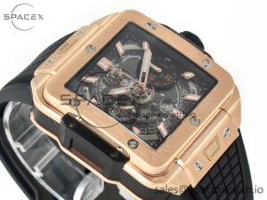 Square Bang Unico 42mm RG BBF 1:1 Best Edition Skeleton Dial on Black Rubber Strap A1280 - Image 6