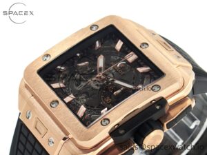 Square Bang Unico 42mm RG BBF 1:1 Best Edition Skeleton Dial on Black Rubber Strap A1280 - Image 5