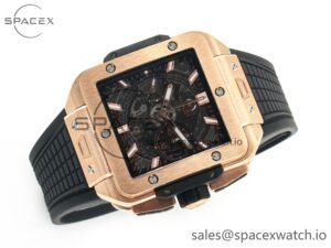 Square Bang Unico 42mm RG BBF 1:1 Best Edition Skeleton Dial on Black Rubber Strap A1280 - Image 7