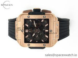 Square Bang Unico 42mm RG BBF 1:1 Best Edition Skeleton Dial on Black Rubber Strap A1280 - Image 8