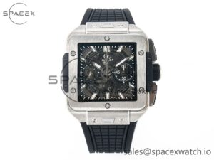 Square Bang Unico 42mm Titanium BBF 1:1 Best Edition Skeleton Dial on Black Rubber Strap A1280