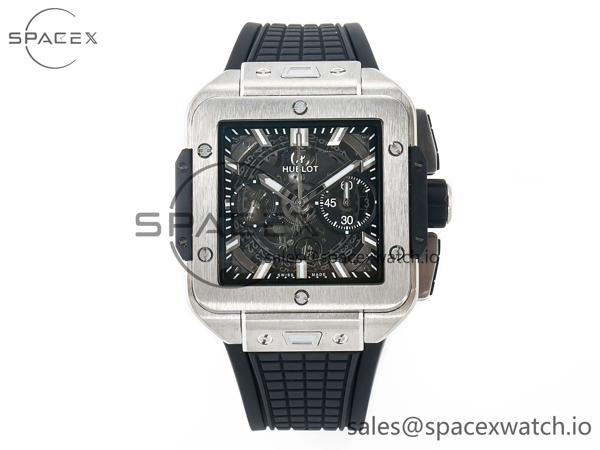 IMG_7443 拷贝 Square Bang Unico 42mm Titanium BBF 1:1 Best Edition Skeleton Dial on Black Rubber Strap A1280 - Image 1