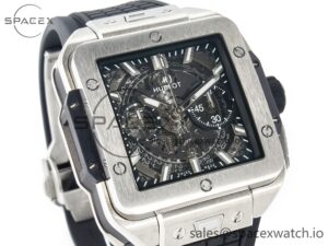 Square Bang Unico 42mm Titanium BBF 1:1 Best Edition Skeleton Dial on Black Rubber Strap A1280 - Image 3