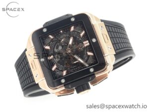 Square Bang Unico 42mm RG BBF 1:1 Best Edition Skeleton Dial Ceramic Bezel on Black Rubber Strap A1280 - Image 7