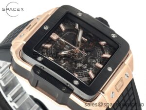 Square Bang Unico 42mm RG BBF 1:1 Best Edition Skeleton Dial Ceramic Bezel on Black Rubber Strap A1280 - Image 6