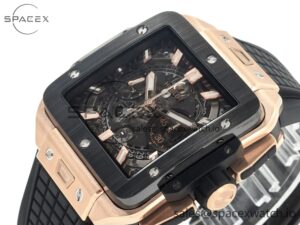 Square Bang Unico 42mm RG BBF 1:1 Best Edition Skeleton Dial Ceramic Bezel on Black Rubber Strap A1280 - Image 5