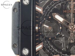 Square Bang Unico 42mm RG BBF 1:1 Best Edition Skeleton Dial Ceramic Bezel on Black Rubber Strap A1280 - Image 12