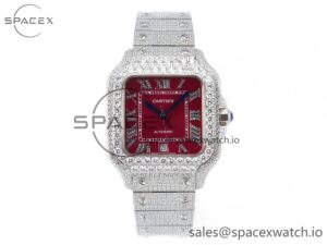 Santos De 40mm TWF 1:1 Best Edition Red Dial SS/SS Dia/Rmn A2824