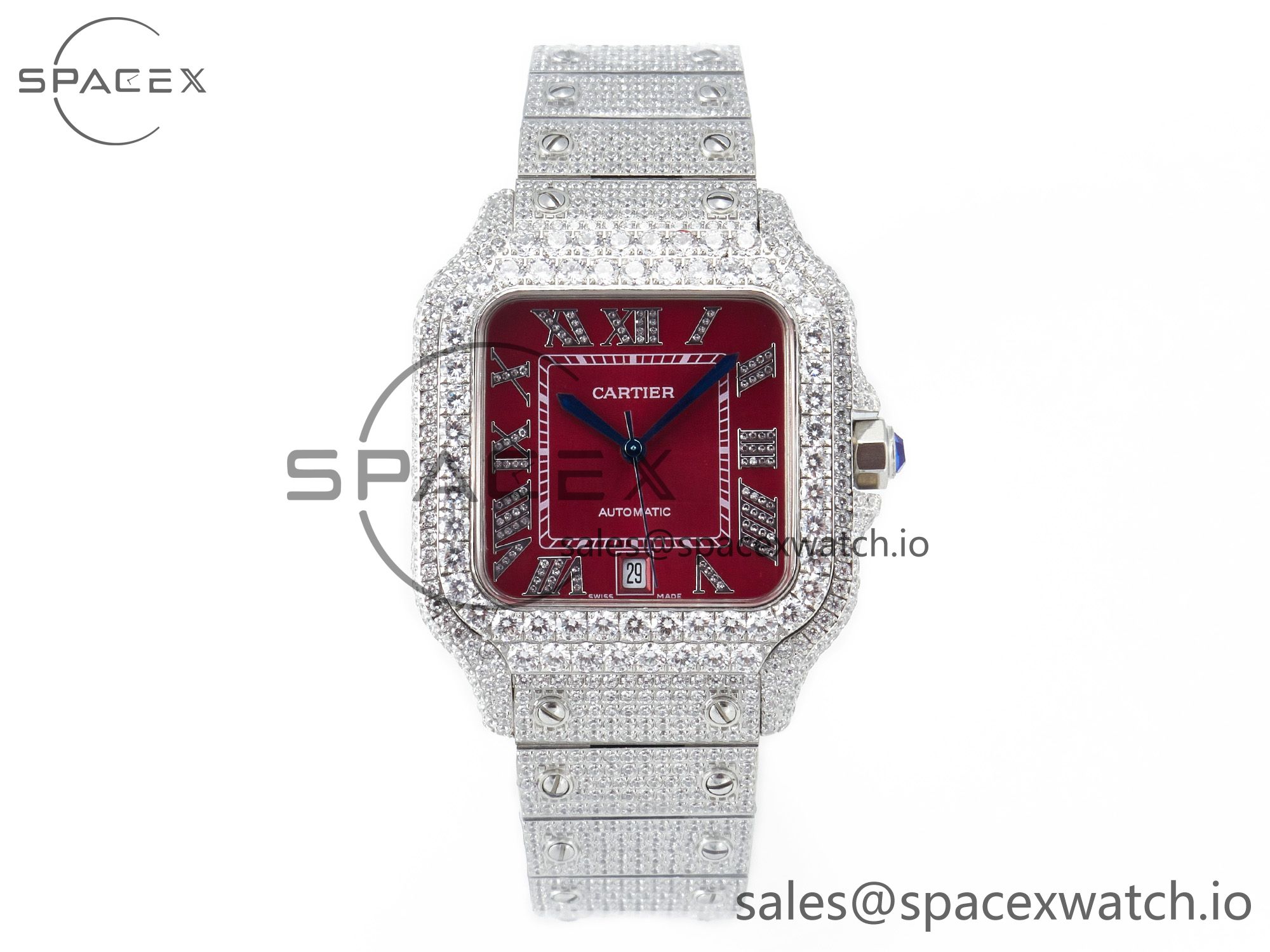 IMG_7979 拷贝 Santos De 40mm TWF 1:1 Best Edition Red Dial SS/SS Dia/Rmn A2824 - Image 1
