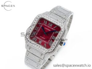 Santos De 40mm TWF 1:1 Best Edition Red Dial SS/SS Dia/Rmn A2824 - Image 4