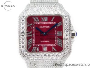 Santos De 40mm TWF 1:1 Best Edition Red Dial SS/SS Dia/Rmn A2824 - Image 2