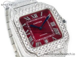 Santos De 40mm TWF 1:1 Best Edition Red Dial SS/SS Dia/Rmn A2824 - Image 3