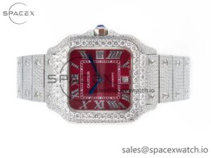 Santos De 40mm TWF 1:1 Best Edition Red Dial SS/SS Dia/Rmn A2824 - Image 8