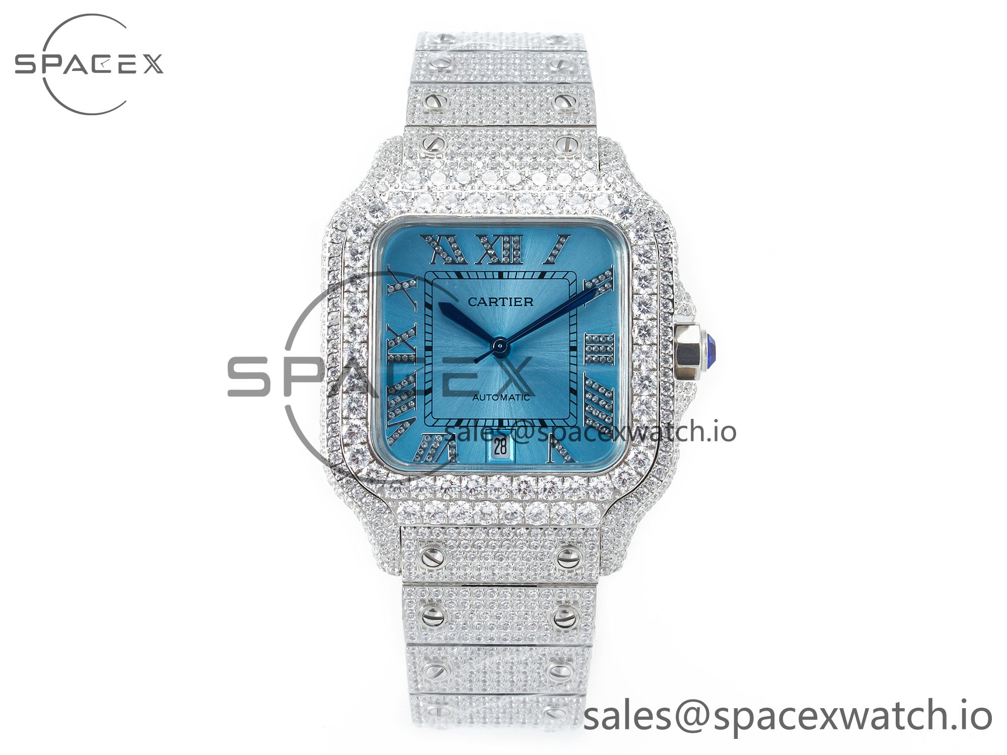 IMG_8006 拷贝 Santos De 40mm TWF 1:1 Best Edition Blue Dial SS/SS Dia/Rmn A2824 - Image 1