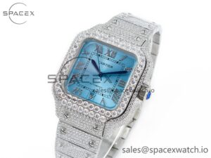 Santos De 40mm TWF 1:1 Best Edition Blue Dial SS/SS Dia/Rmn A2824 - Image 4